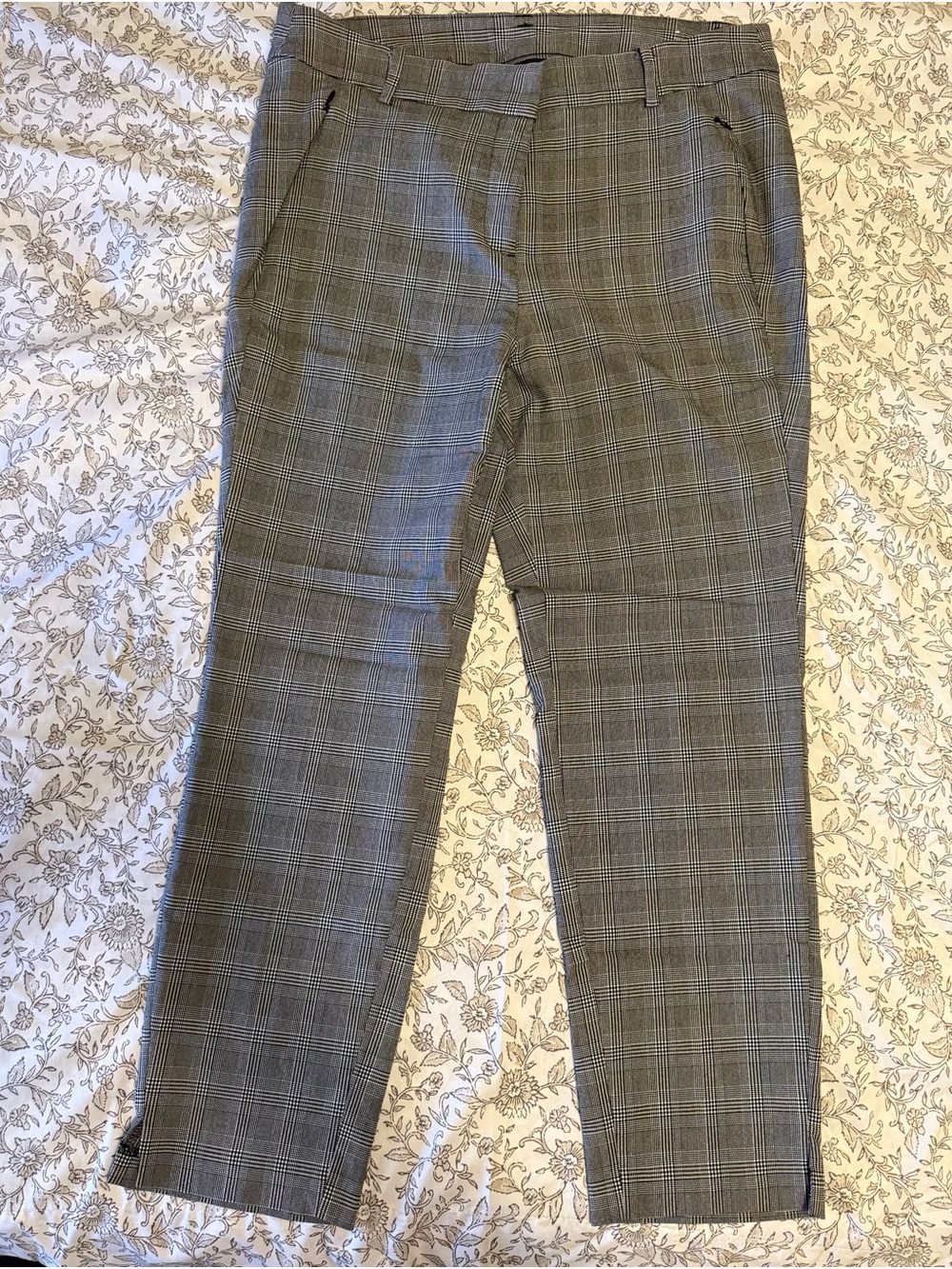 Women’s Gray Plaid Dress Pants - Classic Tailored Fit
